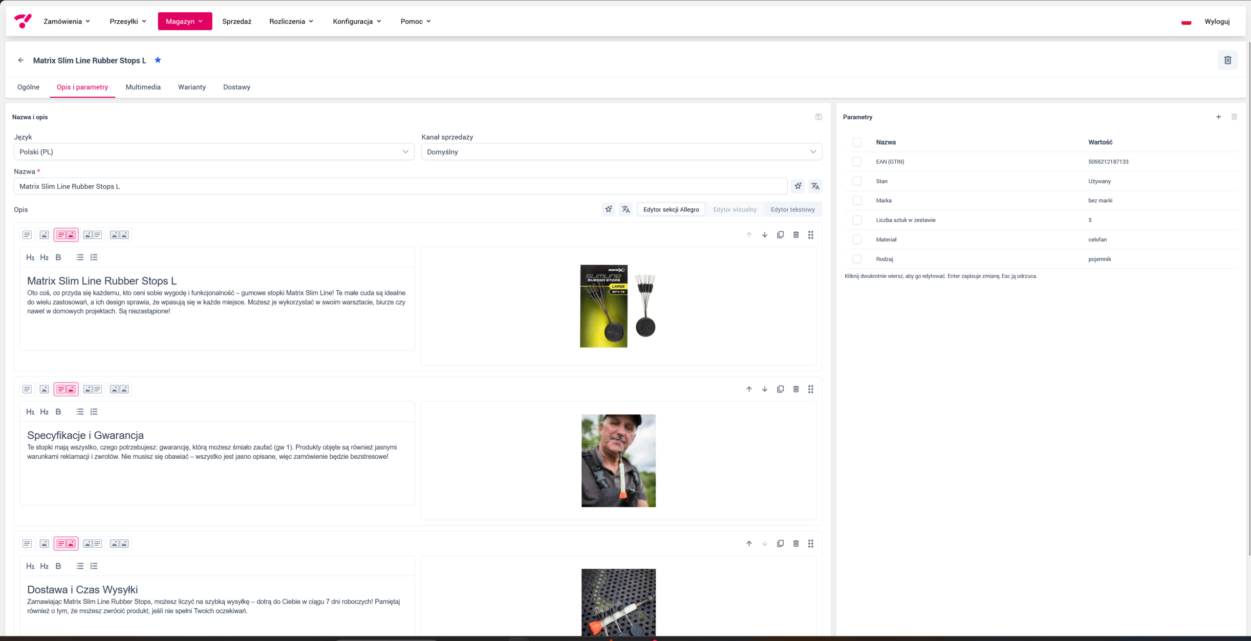 PowerHub: edycja opisów i parametrów produktów